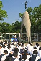 Children vow to promote peace at statue of A-bomb victim